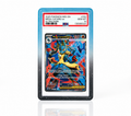 Pokémon trading card featuring Mega Lucario in a protective guard on a white background