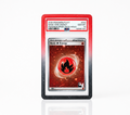 Pokémon energy trading card in a red guard on a white background